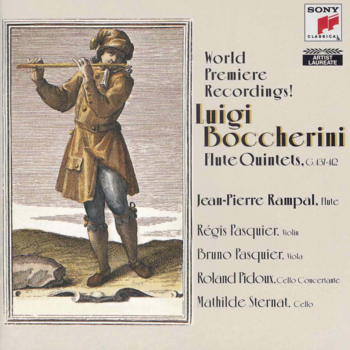 Boccherini: Quintets for Flute, Violin, Viola, and 2 Violoncellos by Jean-Pierre Rampal, Bruno Pasquier, Mathilde Sternat, Roland Pidoux & Régis Pasquier album cover