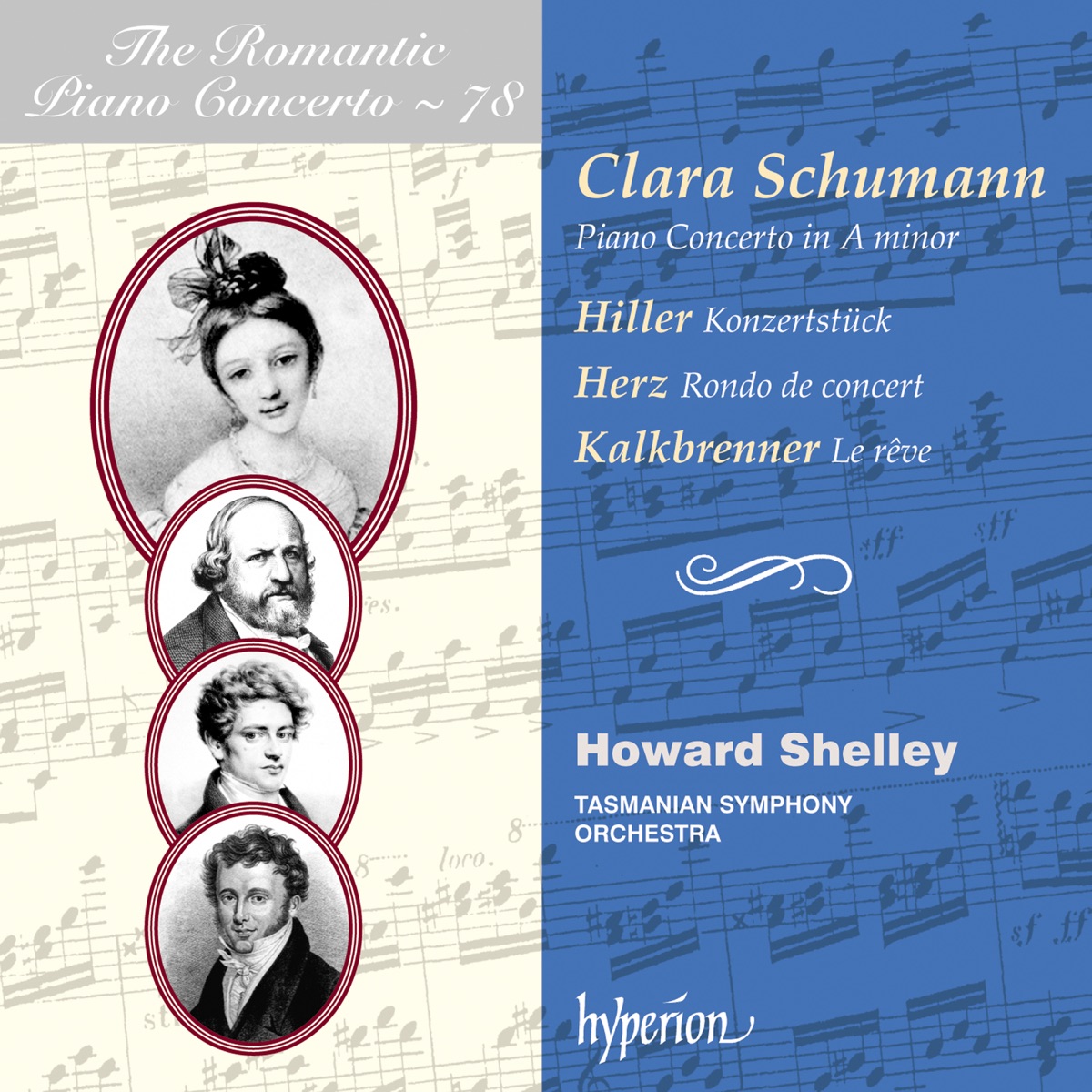 Clara Schumann Piano Concerto & Works by Hiller, Herz & Kalkbrenner by Howard Shelley & Tasmanian Symphony Orchestra album cover