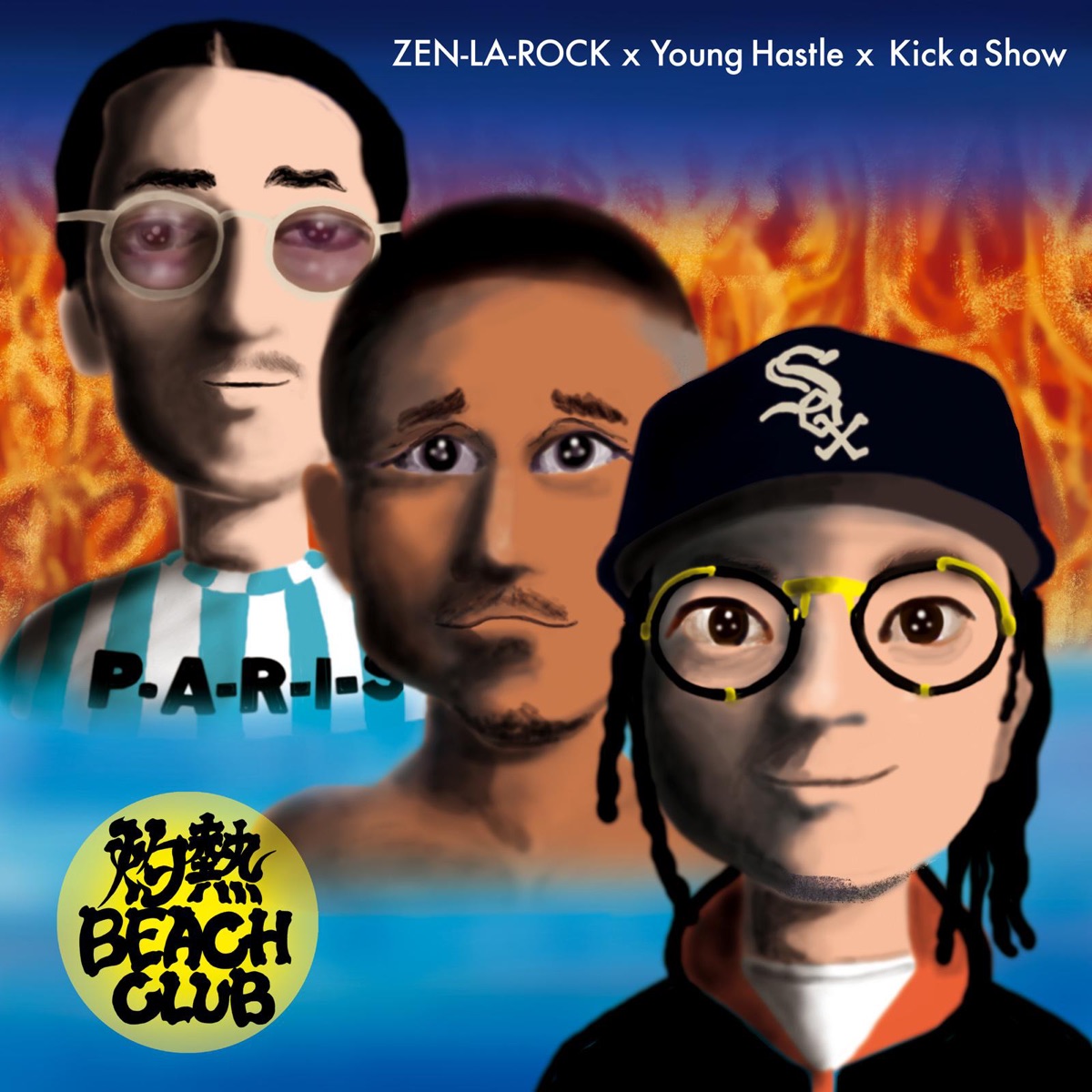 灼熱 BEACH CLUB - Single by ZEN-LA-ROCK, Young Hastle & Kick a Show album cover