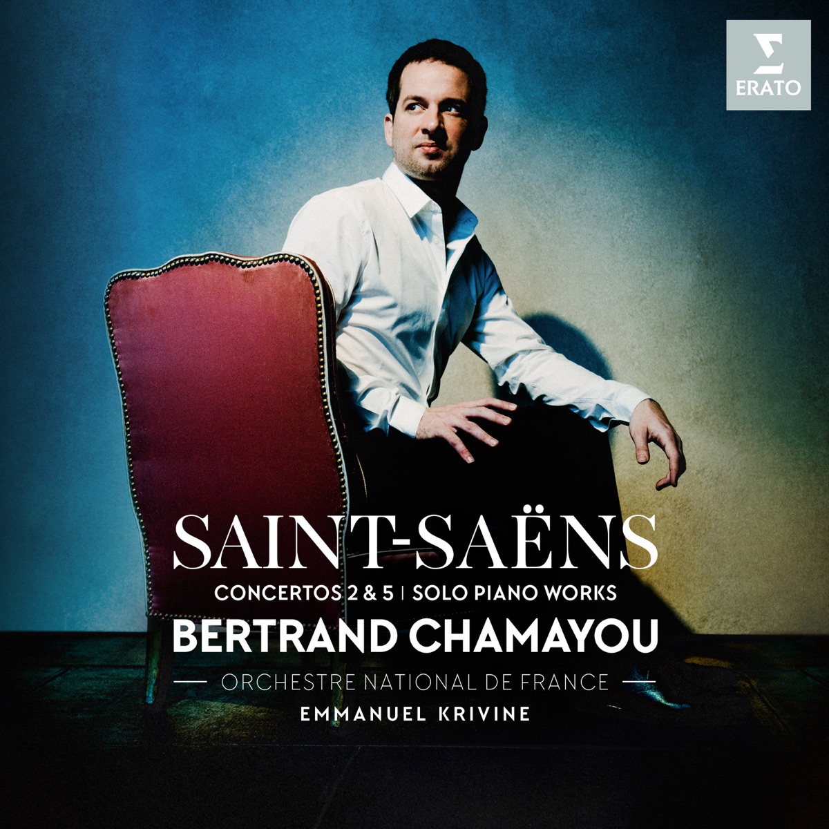 Saint-Saëns: Piano Concertos Nos. 2, 5 & Solo Piano Works by Bertrand Chamayou, Orchestre National de France & Emmanuel Krivine album cover