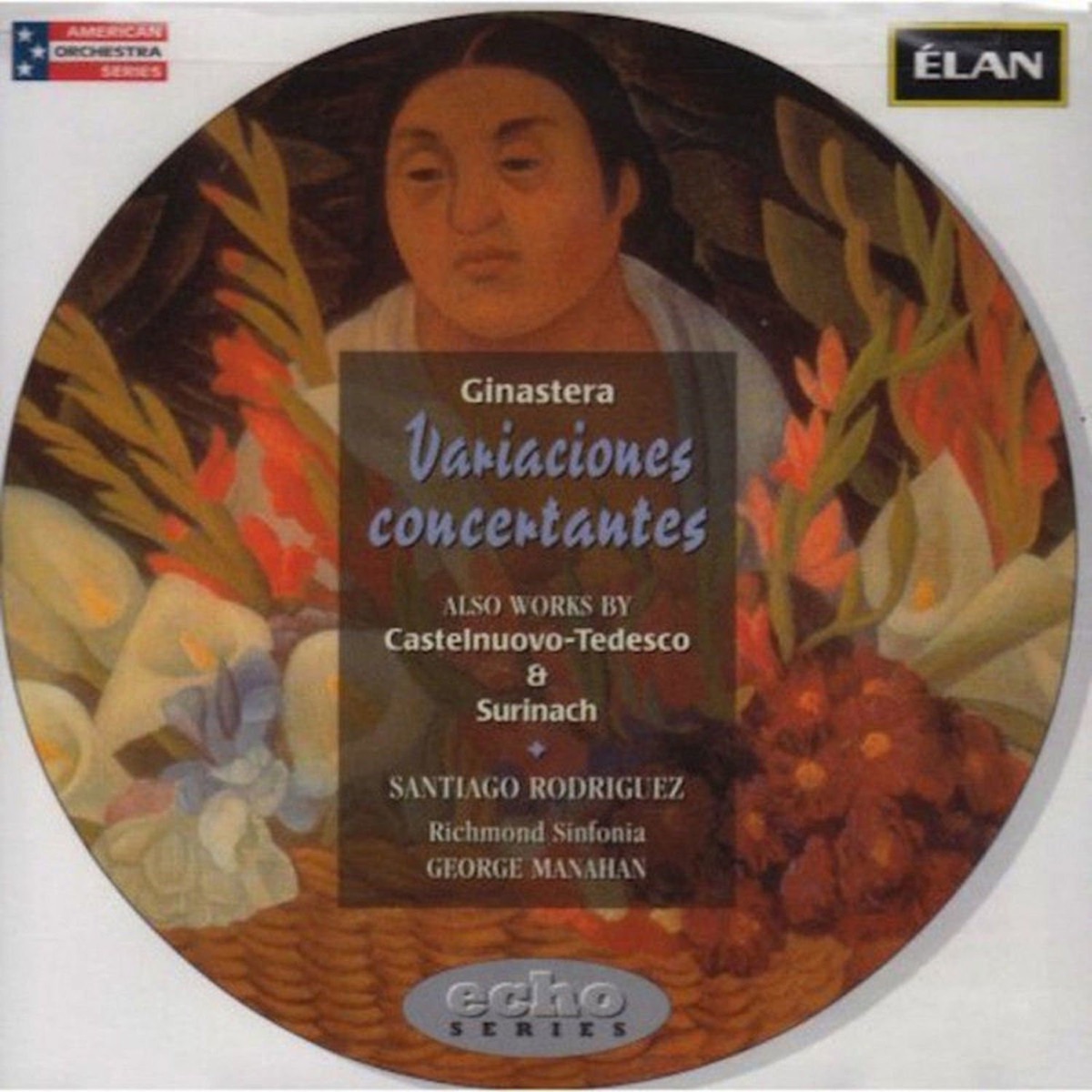 Ginastera: Variaciones Concertantes - Catelnuovo-Tedesco: Piano Concerto No. 1 - Surinach: Concertino for Piano by Santiago Rodriguez, RIchmond Sinfonia & George Manahan album cover