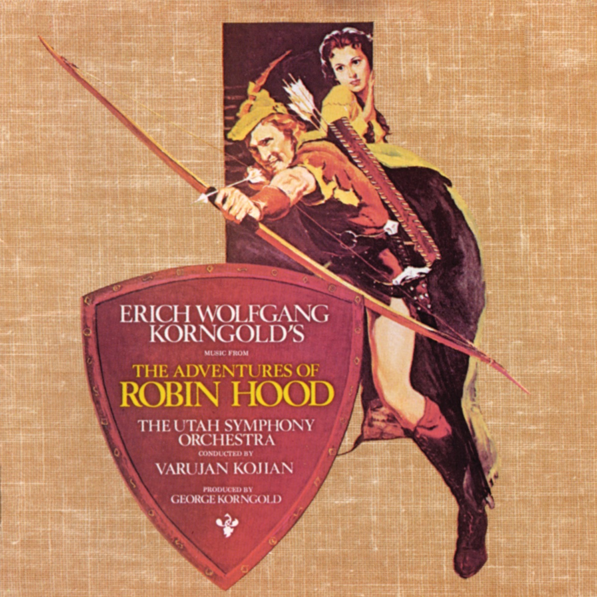 The Adventures of Robin Hood (Re-record) by Erich Wolfgang Korngold, Varujan Kojian & Utah Symphony album cover