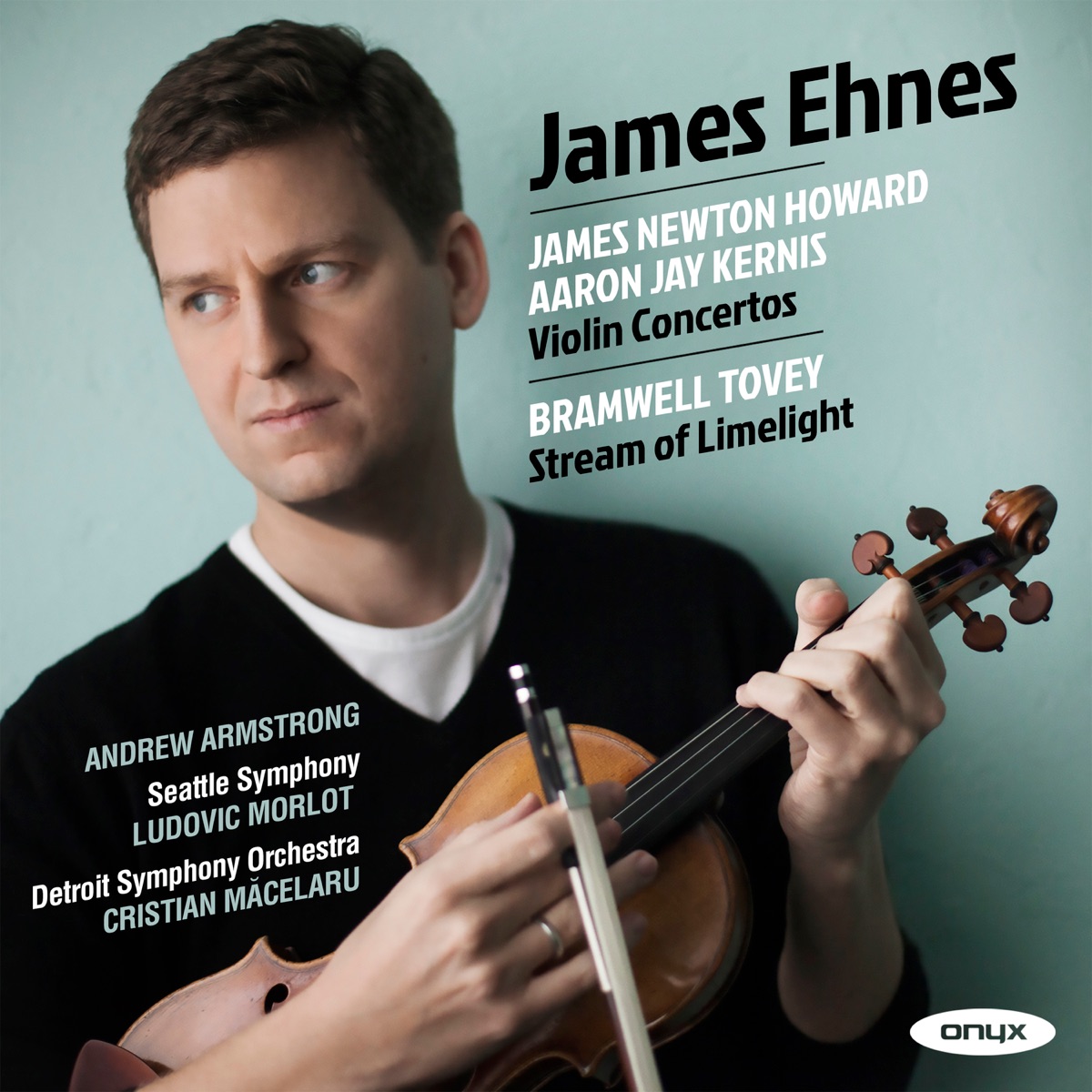 James Newton Howard, Aaron Jay Kernis: Violin Concertos – Bramwell Tovey: 'Stream of Limelight' by James Ehnes, Detroit Symphony Orchestra, Seattle Symphony, Cristian Măcelaru & Ludovic Morlot album cover