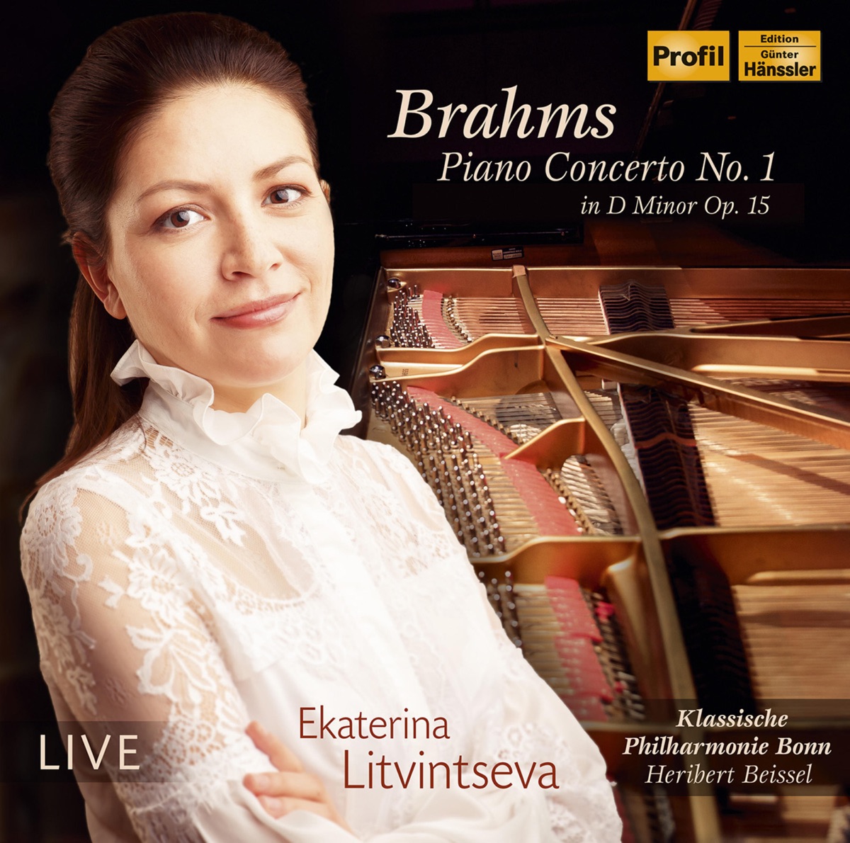 Brahms: Piano Concerto No. 1 in D Minor, Op. 15 (Live) by Ekaterina Litvintseva, Klassische Philharmonie Bonn & Heribert Beissel album cover