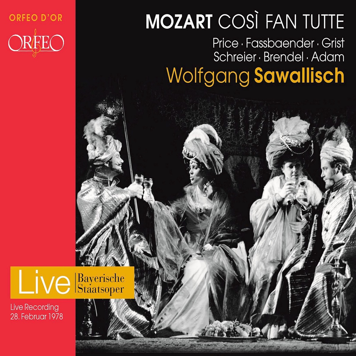 Mozart: Così fan tutte, K. 588 (Live) by Dame Margaret Price, Brigitte Fassbaender, Wolfgang Brendel, Peter Schreier, Reri Grist, Theo Adam, Bavarian State Orchestra & Wolfgang Sawallisch album cover