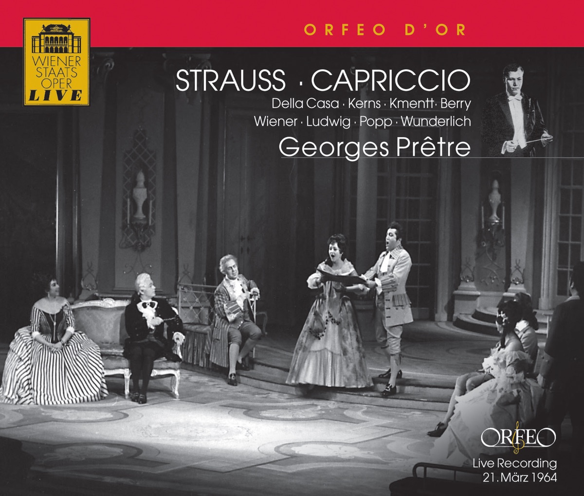 R. Strauss: Capriccio, Op. 85, TrV 279 (Excerpts) [Live] by Lisa Della Casa, Georges Prêtre, Robert Kerns, Waldemar Kmentt, Walter Berry, Otto Wiener, Christa Ludwig, Lucia Popp, Fritz Wunderlich & Orchestra of the Vienna State Opera album cover