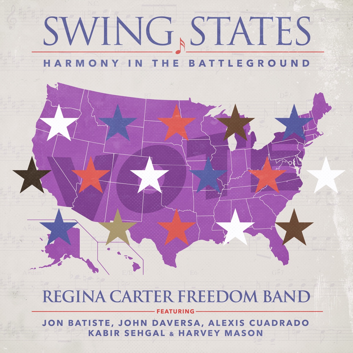 Swing States: Harmony in the Battleground (feat. Jon Batiste, John Daversa & Harvey Mason) by Regina Carter album cover