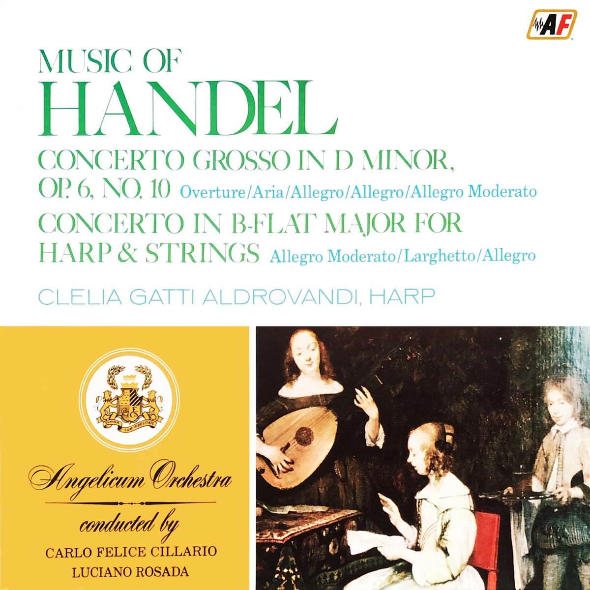Music Of Handel by Angelicum Orchestra, Carlo Felice Cillario & Luciano Rosada album cover