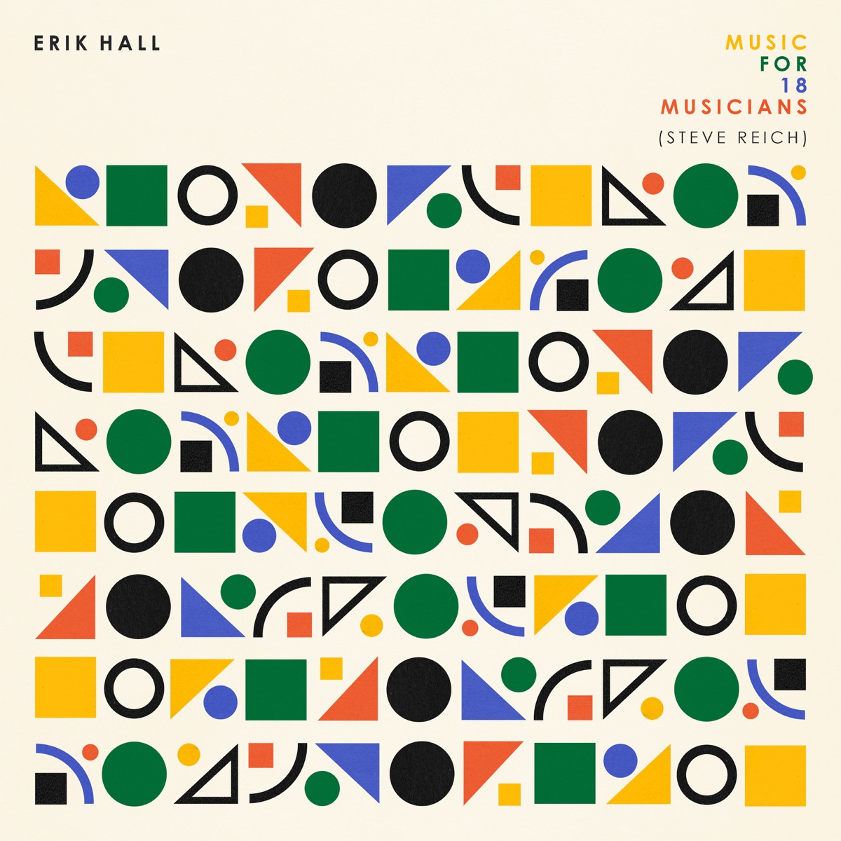 Reich: Music for 18 Musicians by Erik Hall album cover