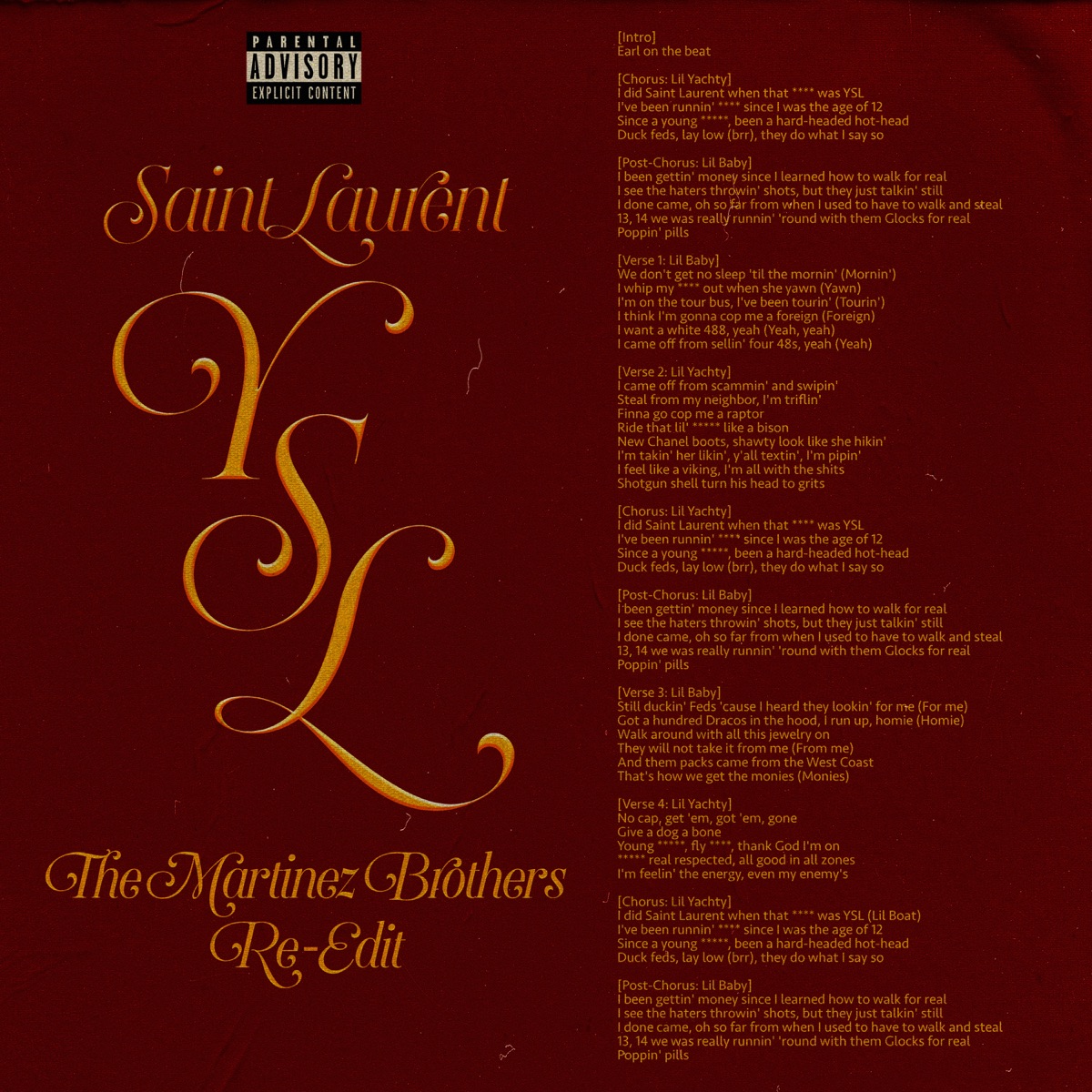 SaintLaurentYSL (feat. Lil Baby) [The Martinez Brothers Re-Edit] - Single by Lil Yachty album cover artwork
