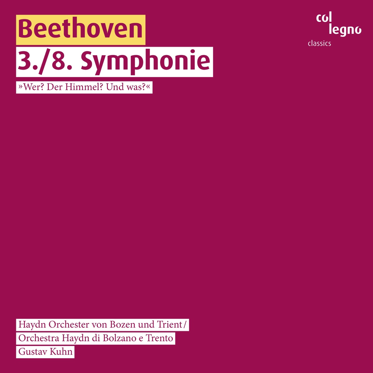 Beethoven: 3./8. Symphonie by Gustav Kuhn & Haydn Orchester von Bozen und Trient album cover