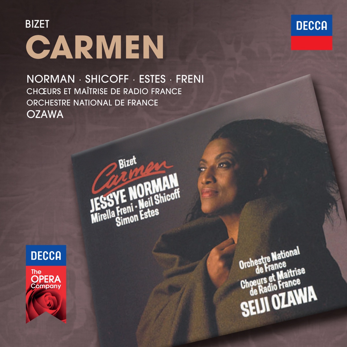 Bizet: Carmen by Jessye Norman, Neil Shicoff, Simon Estes, Mirella Freni, Chœurs de Radio France, Orchestre National de France & Seiji Ozawa album cover