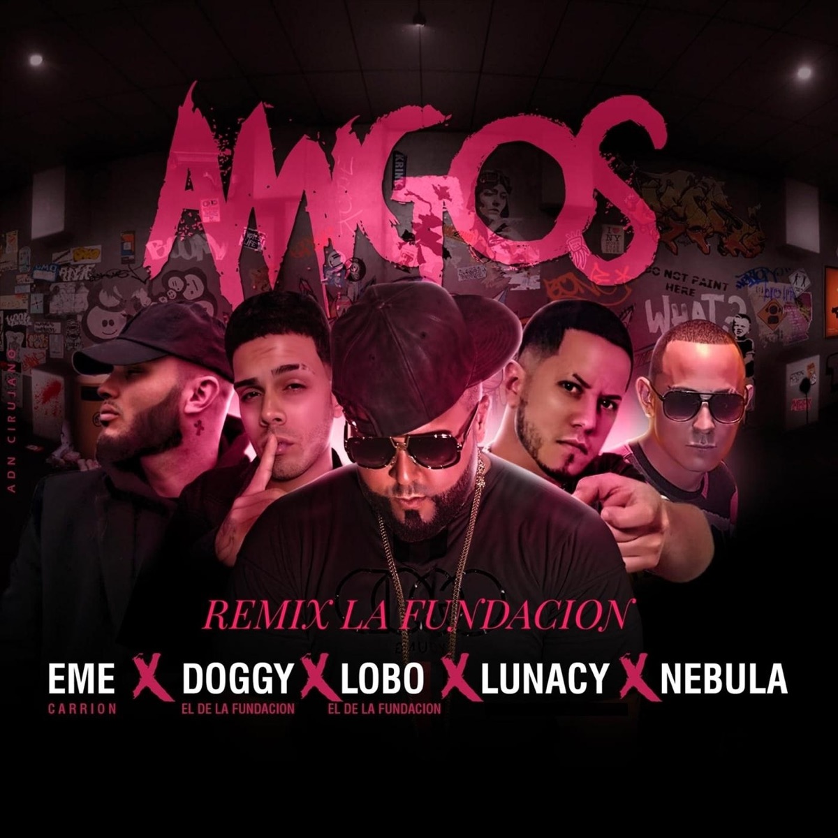 Amigos (Remix la Fundacion) [feat. Eme Carrion, Lobo el de la Fundacion, Lunacy & Nebula] - Single by Doggy el de la Fundacion album cover