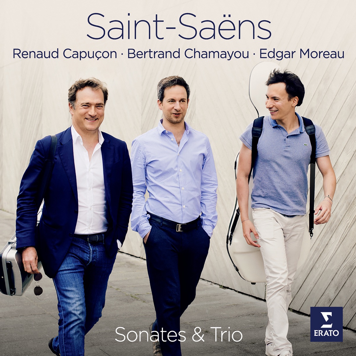 Saint-Saëns: Violin Sonata No. 1, Cello Sonata No. 1 & Piano Trio No. 2 by Edgar Moreau, Bertrand Chamayou & Renaud Capuçon album cover