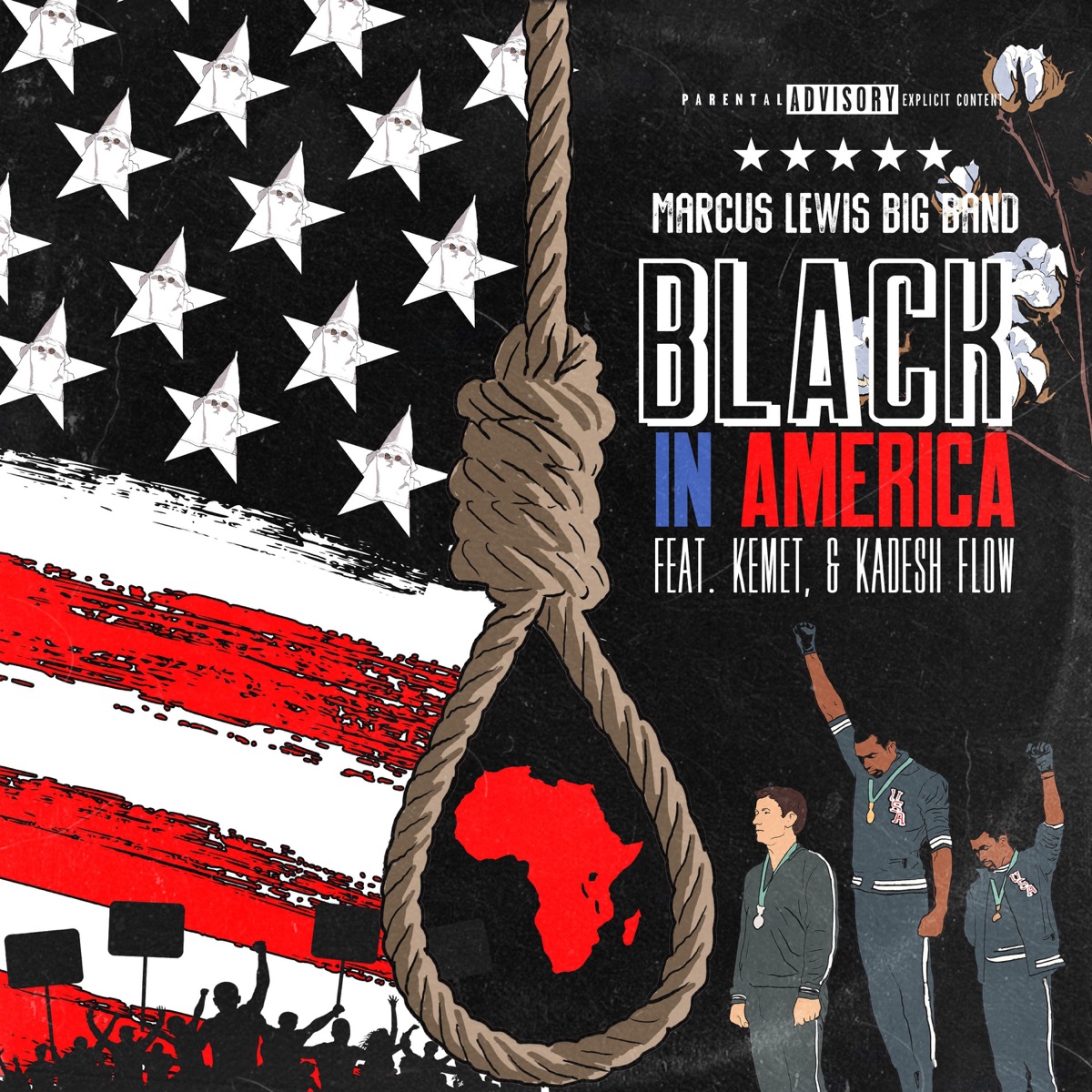 Black in America (feat. Kemet & Kadesh Flow) - Single by Marcus Lewis Big Band album cover