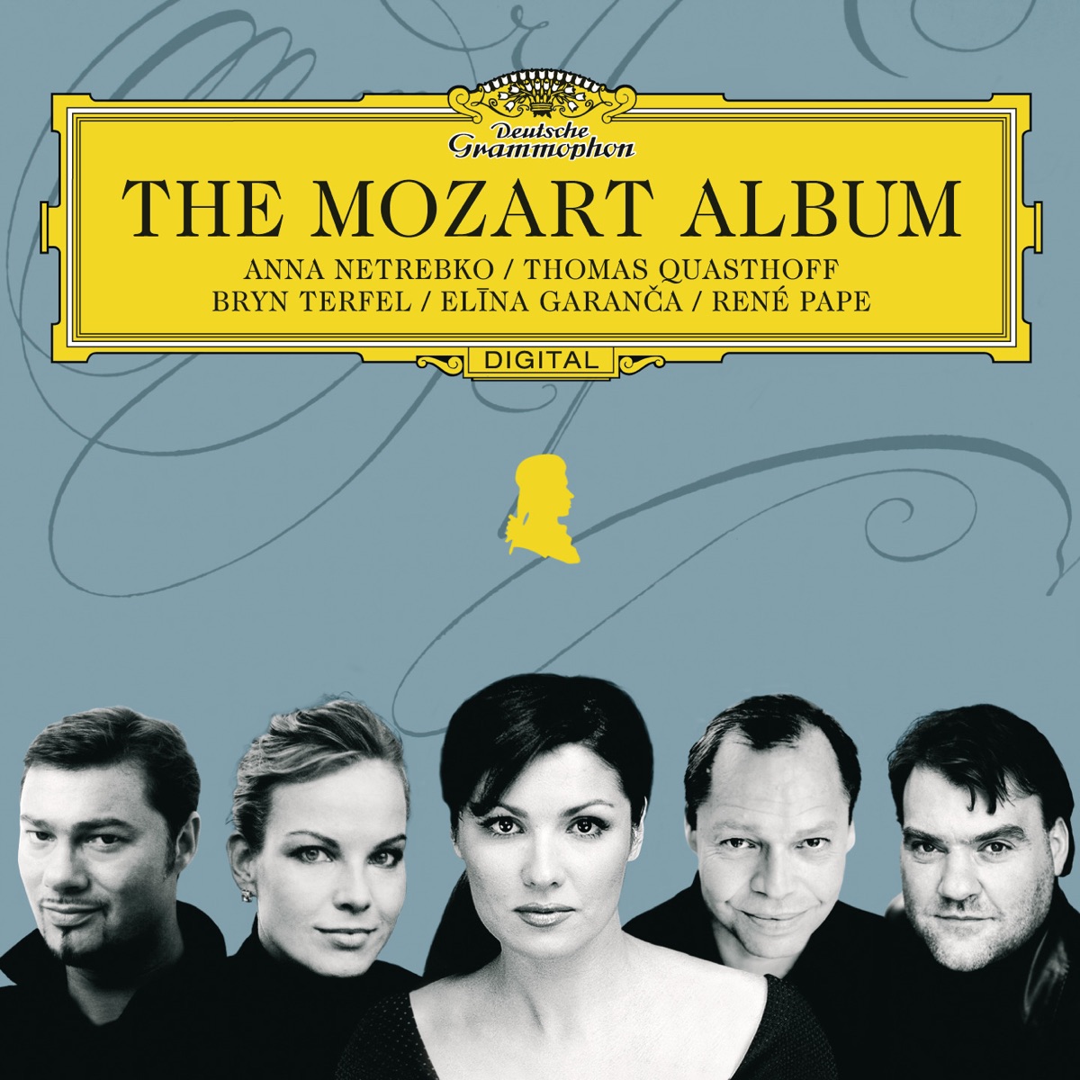 The Mozart Album by Anna Netrebko, Bryn Terfel, Elīna Garanča, René Pape & Thomas Quasthoff album cover
