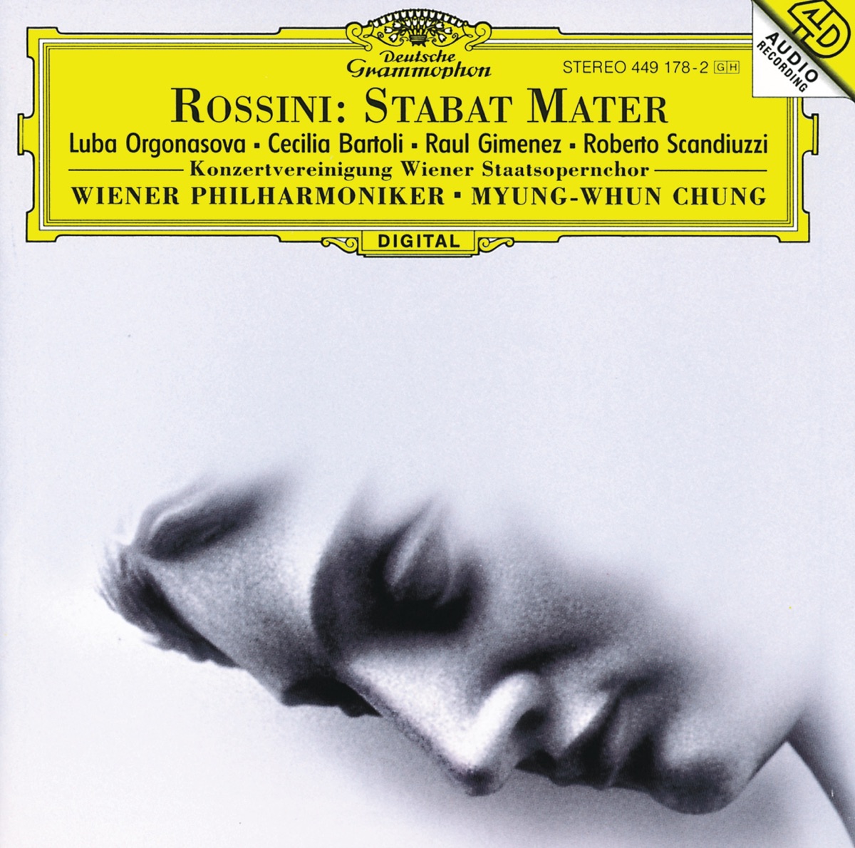 Rossini: Stabat Mater by Luba Orgonasova, Cecilia Bartoli, Dietrich D. Gerpheide, Chor der Wiener Staatsoper, Raúl Giménez, Myung-Whun Chung, Roberto Scandiuzzi & Vienna Philharmonic album cover