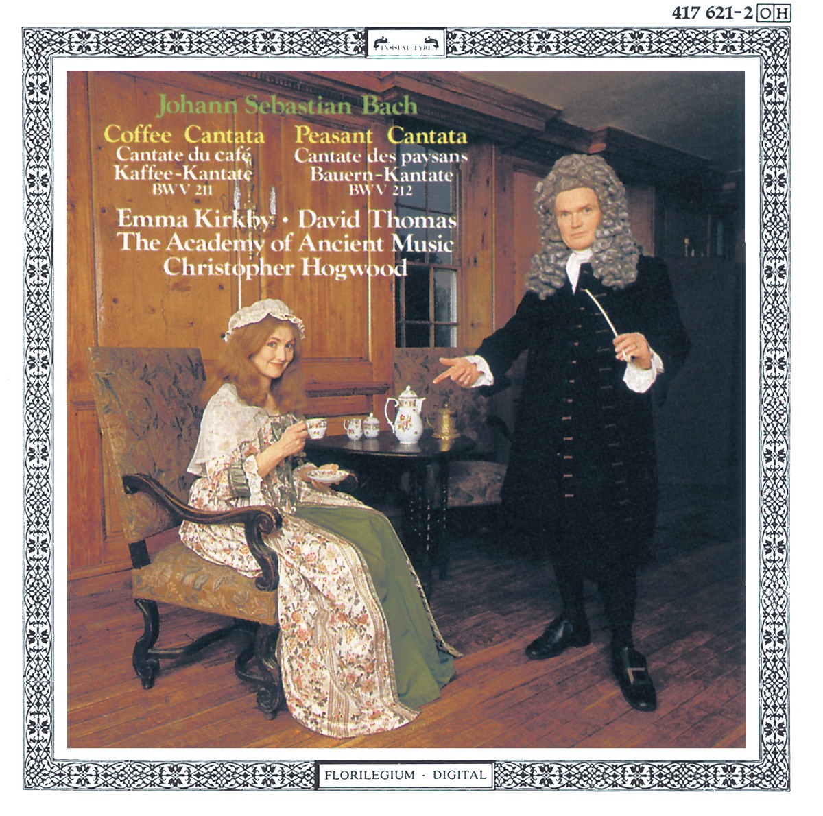Bach: Coffee Cantata by Dame Emma Kirkby, Academy of Ancient Music, Christopher Hogwood & David Thomas album cover