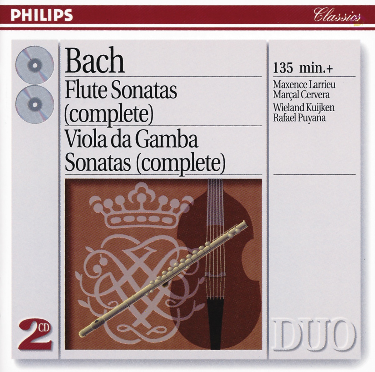 J.S. Bach: The Flute Sonatas & The Viola Da Gamba Sonatas by Maxence Larrieu, Marcal Cervera, Rafael Puyana & Wieland Kuijken album cover