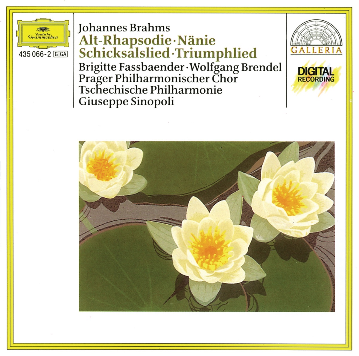 Brahms: Altrhapsodie - Schicksalslied - Triumphlied by Brigitte Fassbaender, Wolfgang Brendel, Prague Philharmonic Chorus, Lubomir Matl, Czech Philharmonic & Giuseppe Sinopoli album cover