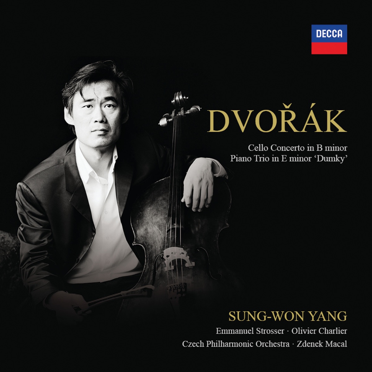 Dvořák: Cello Concerto in B Minor, Piano Trio in E Minor ‘Dumky’ by Sung-Won Yang, Zdenek Macal, Czech Philharmonic, Emmanuel Strosser & Olivier Charlier album cover