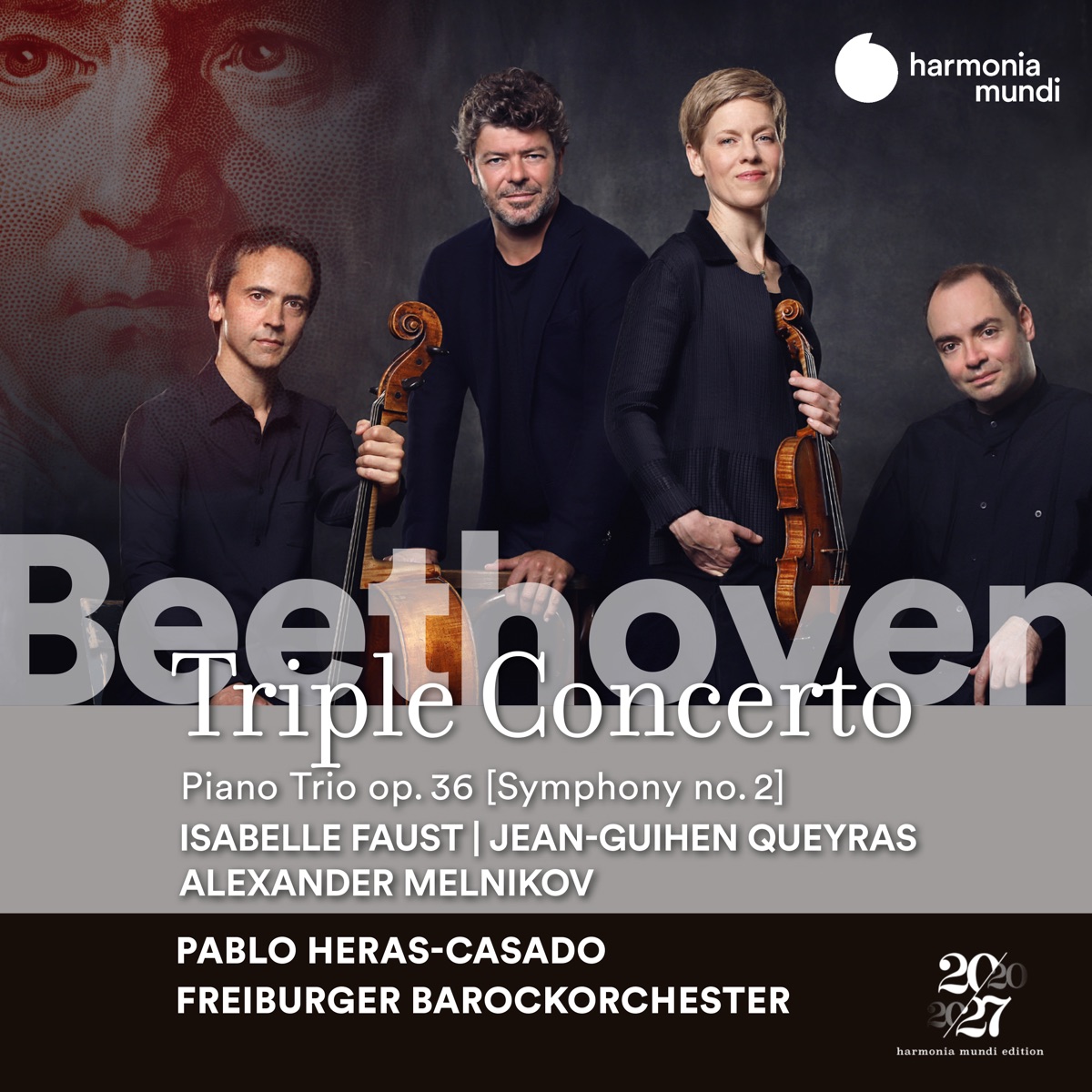 Beethoven: Triple Concerto, Op. 56 & Trio, Op. 36 by Freiburger Barockorchester, Jean-Guihen Queyras, Alexander Melnikov, Pablo Heras-Casado & Isabelle Faust album cover