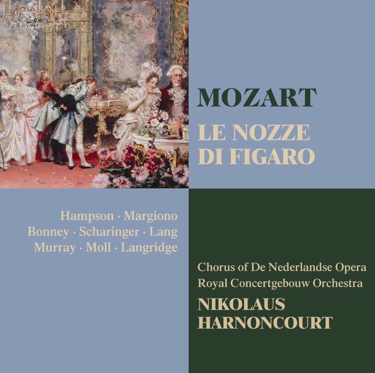 Mozart: Le nozze di Figaro by Ann Murray, Anton Scharinger, Barbara Bonney, Charlotte Margiono, Chorus of De Nederlandse Opera, Christoph Späth, Isabel Rey, Kevin Langan, Kurt Moll, Nikolaus Harnoncourt, Petra Lang, Philip Langridge, Royal Concertgebouw Orchestra & Thomas Hampson album cover