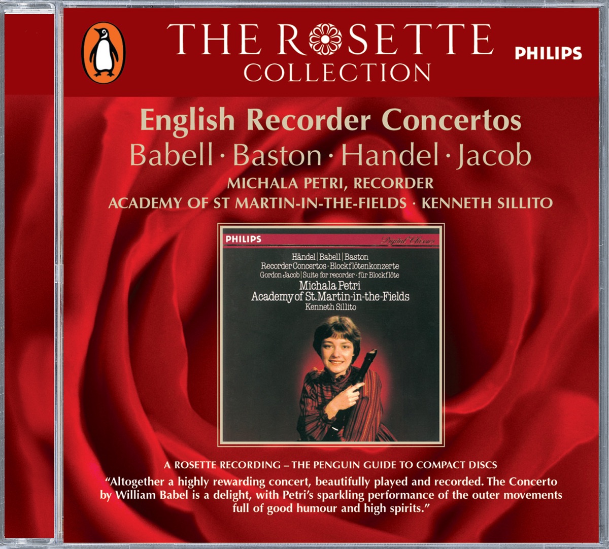English Recorder Concertos by Michala Petri, Academy of St Martin in the Fields & Kenneth Sillito album cover
