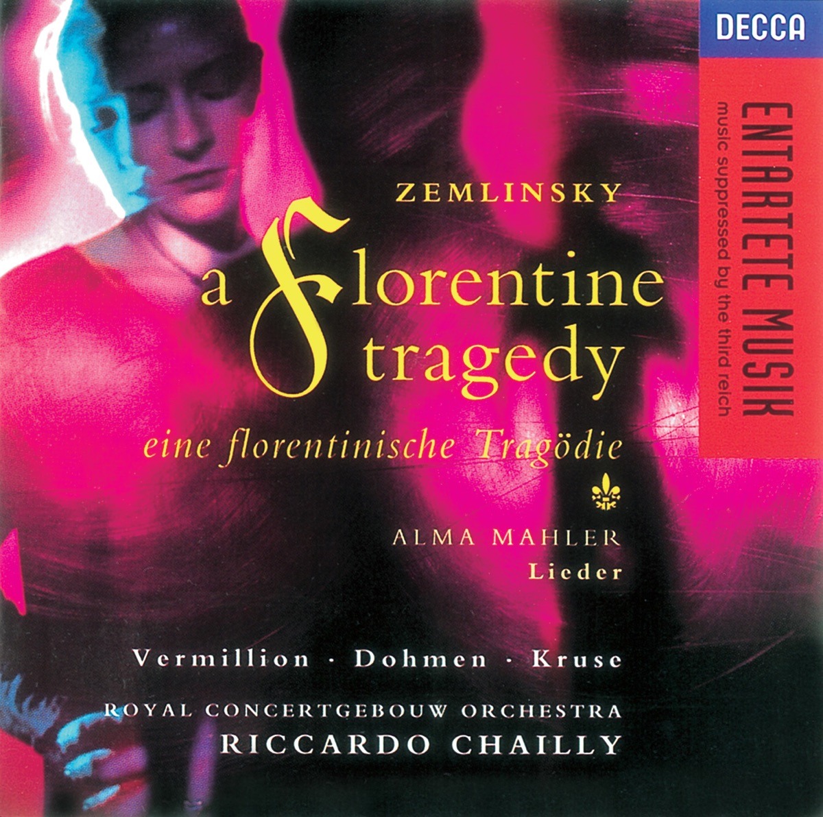 Zemlinsky: A Florentine Tragedy - Alma Mahler, Lieder by Albert Dohmen, Heinz Kruse, Iris Vermillion, Royal Concertgebouw Orchestra & Riccardo Chailly album cover