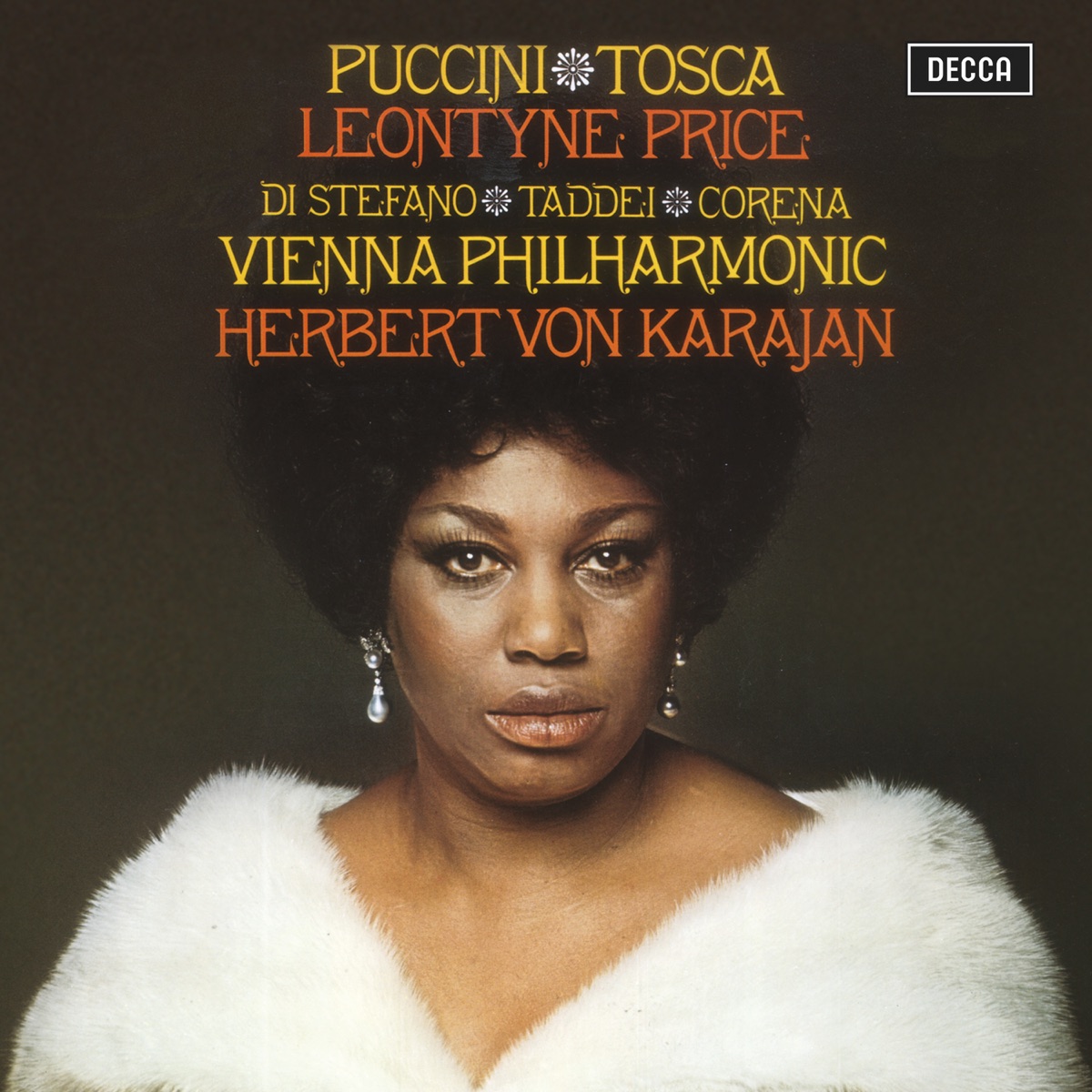 Puccini: Tosca by Herbert von Karajan, Leontyne Price, Vienna Philharmonic, Giuseppe di Stefano, Giuseppe Taddei & Fernando Corena album cover