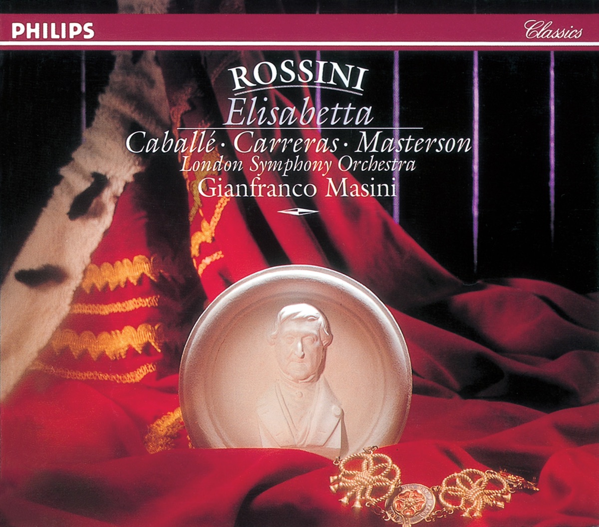 Rossini: Elisabetta, Regina d'Inghilterra by Montserrat Caballé, José Carreras, The Ambrosian Singers, London Symphony Orchestra & Gianfranco Masini album cover