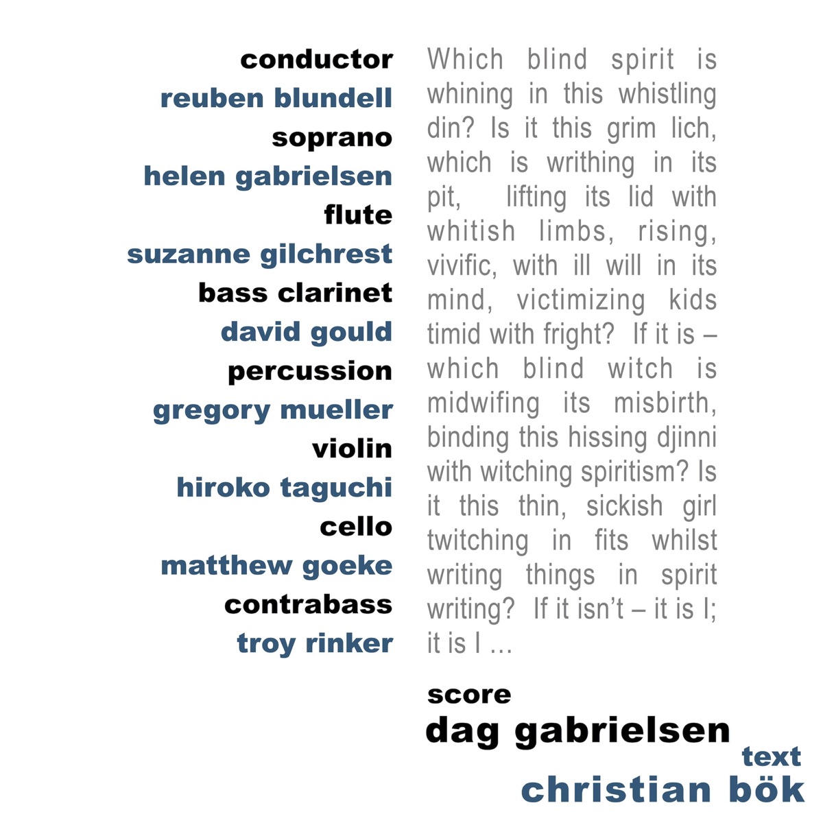Which Blind Spirit - Single by Helen Gabrielsen, Reuben Blundell, Suzanne Gilchrest, David Gould, Gregory Mueller, Hiroko Taguchi, Matthew Goeke & Troy Rinker album cover