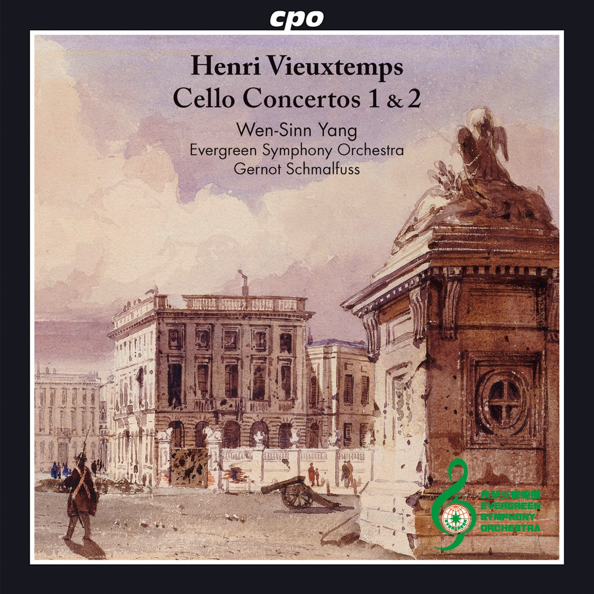 Vieuxtemps: Cello Concertos Nos. 1 & 2 by Wen-Sinn Yang, Evergreen Symphony Orchestra & Gernot Schmalfuss album cover