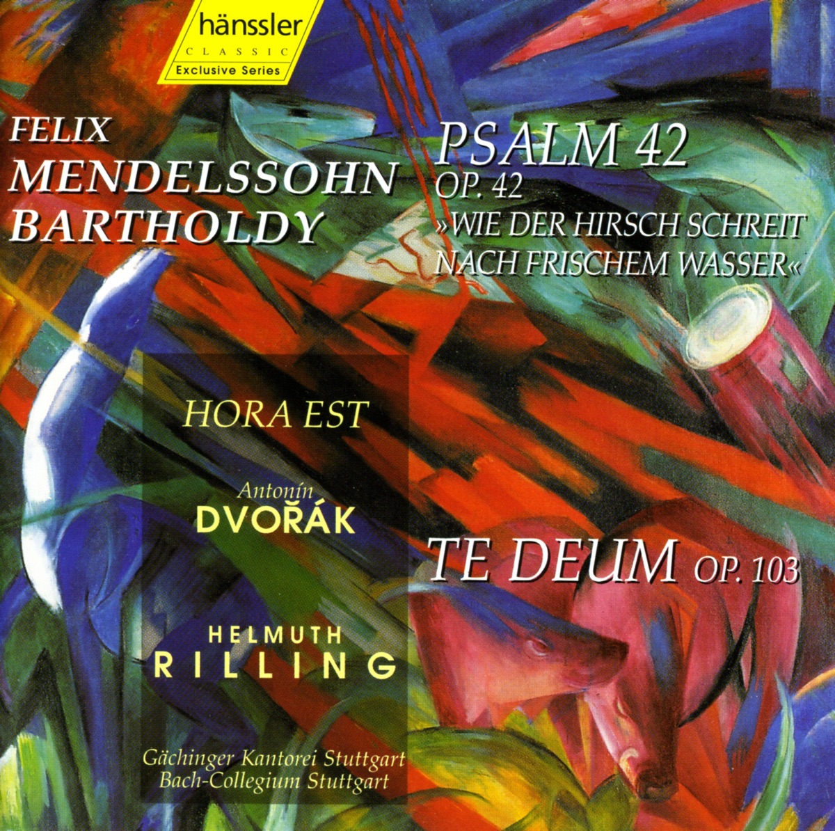 Mendelssohn: Psalm 42, Op. 42 - Dvorak: Te Deum, Op. 103 by Christoph Genz, Sibylla Rubens, Matthias Goerne, Scot Weir, Thomas Mehnert, Gächinger Kantorei Stuttgart, Helmuth Rilling, Stuttgart Bach Collegium, Peter Mikuláš & Michaela Kaune album cover