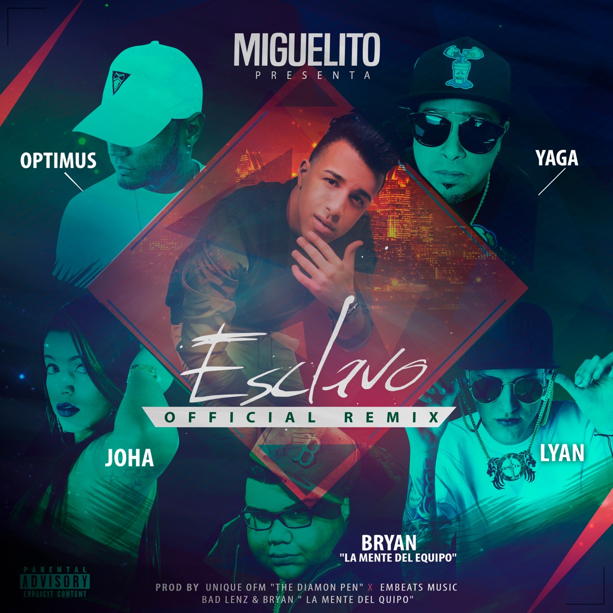 Esclavo (Official Remix) - Single by Miguelito, Yaga, Lyan, Bryan, Joha & Optimus album cover