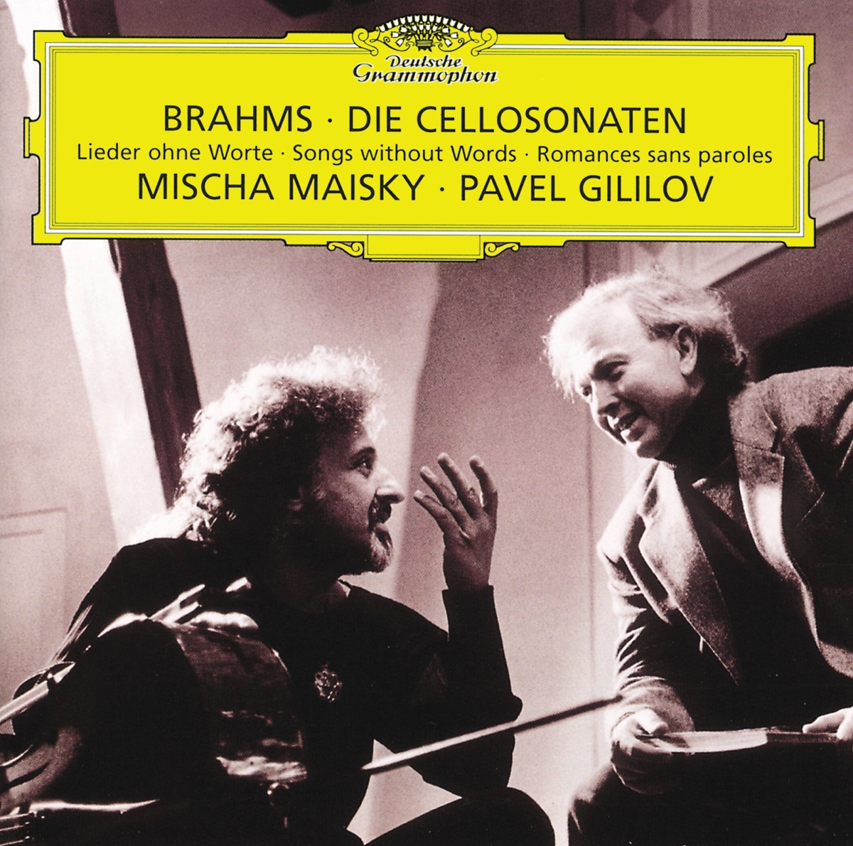 Brahms: Cello Sonata No. 1 in E Minor, Op. 38 & Cello Sonata No. 2 in F, Op. 99 by Mischa Maisky & Pavel Gililov album cover