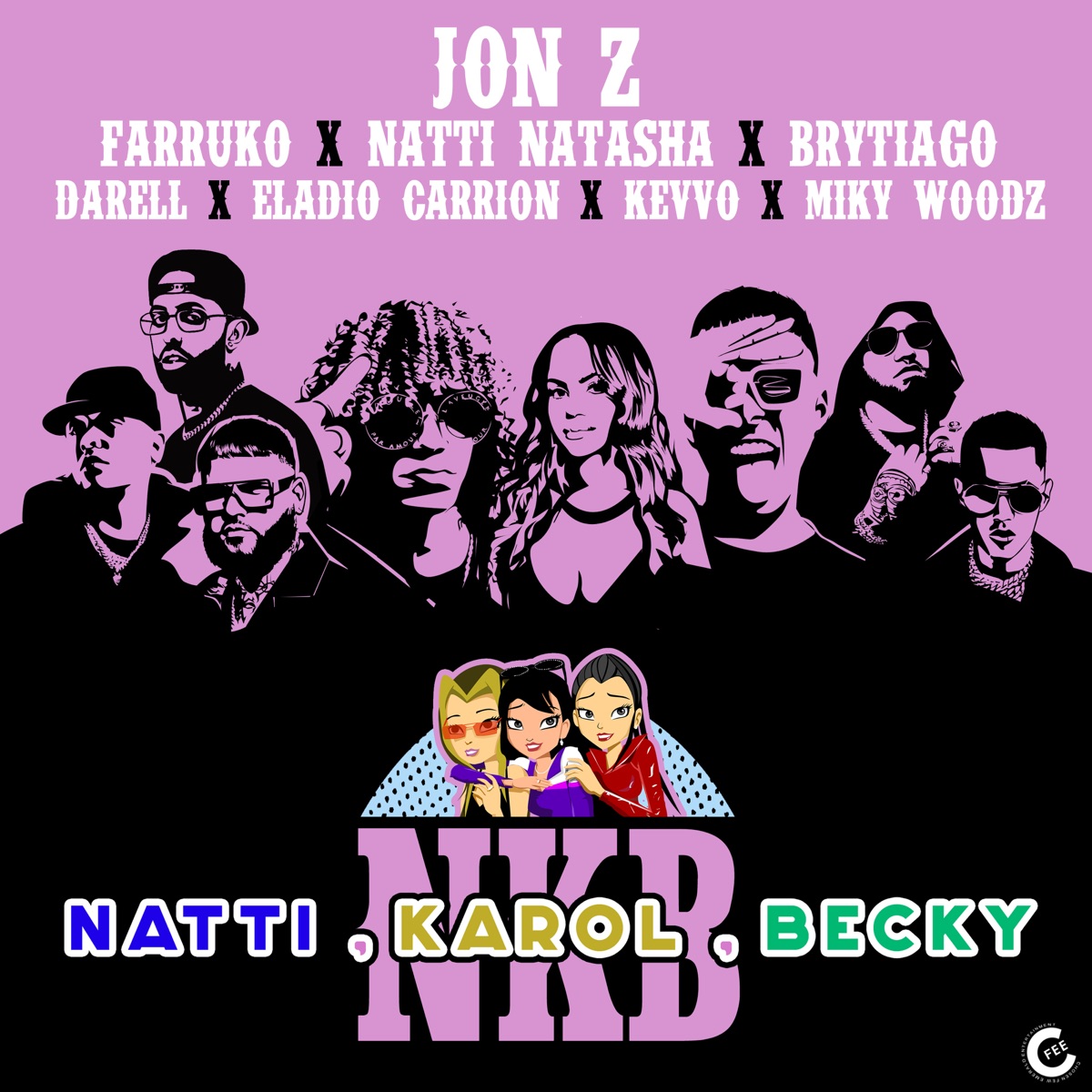 Natti, Karol, Becky (feat. KEVVO, Brytiago, Darell, Eladio Carrión & Miky Woodz) [Remix] - Single by Jon Z, Farruko & NATTI NATASHA album cover