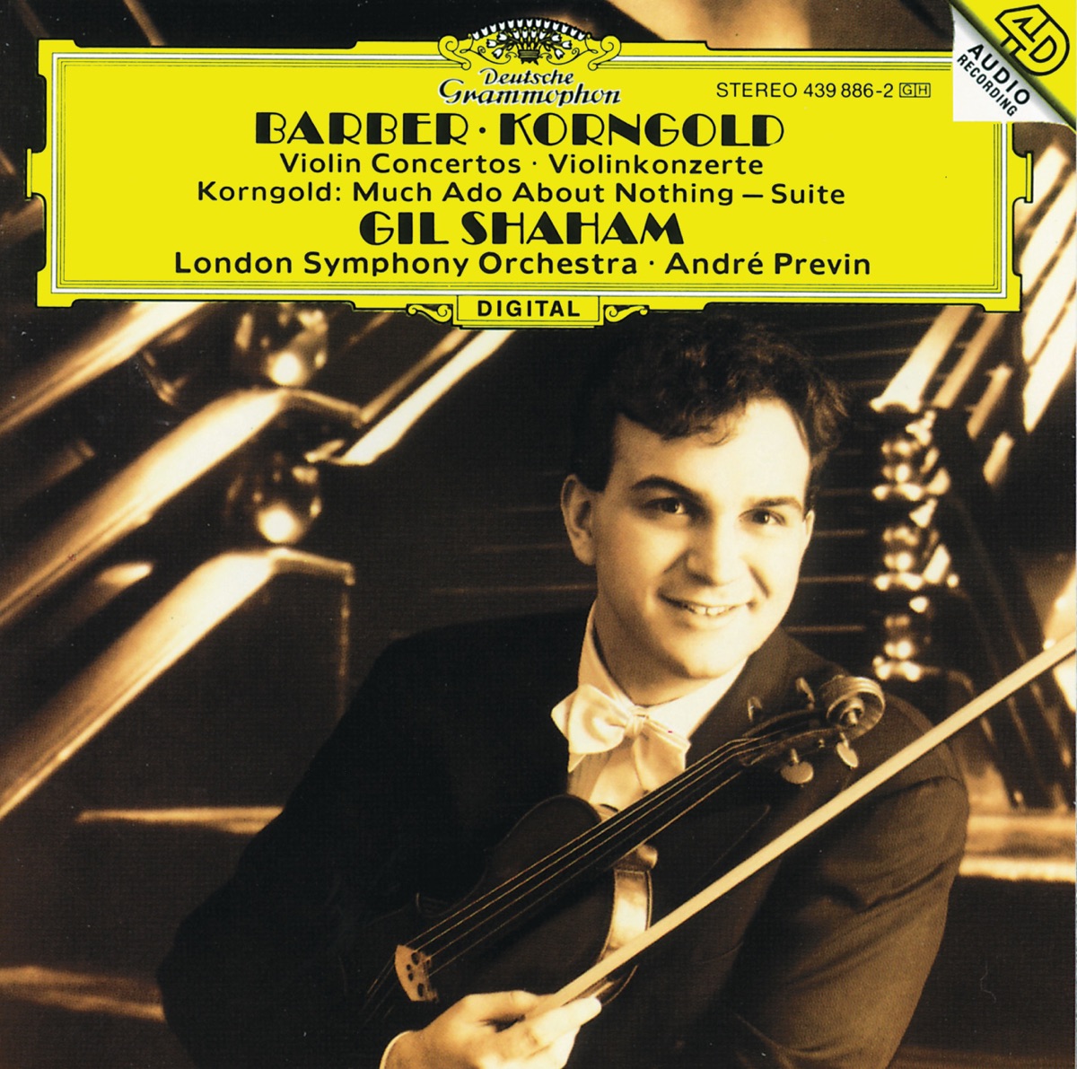 Barber: Violin Concerto - Korngold: Violin Concerto, Much Ado About Nothing by Gil Shaham, André Previn & London Symphony Orchestra album cover