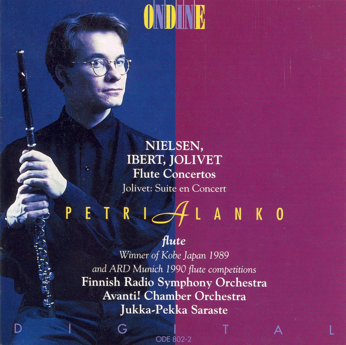 Nielsen: Flute Concerto - Ibert: Flute Concerto - Jolivet: Flute Concerto by Petri Alanko, Jukka-Pekka Saraste, Finnish Radio Symphony Orchestra, Avanti! Chamber Orchestra & Timo Pulakka album cover