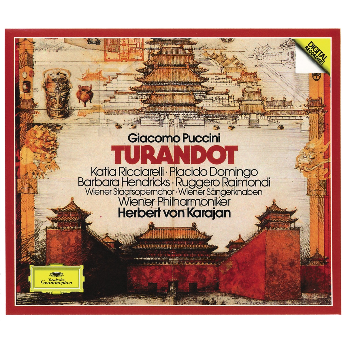 Puccini: Turandot by Katia Ricciarelli, Herbert von Karajan, Plácido Domingo & Vienna Philharmonic album cover