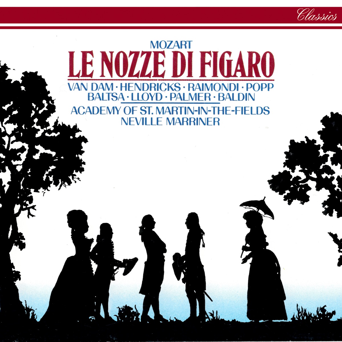 Mozart: Le nozze di Figaro by Sir Neville Marriner, Academy of St Martin in the Fields, Lucia Popp, Ruggero Raimondi, Barbara Hendricks, José Van Dam, Agnes Baltsa, Robert Lloyd, Felicity Palmer & Aldo Baldin album cover