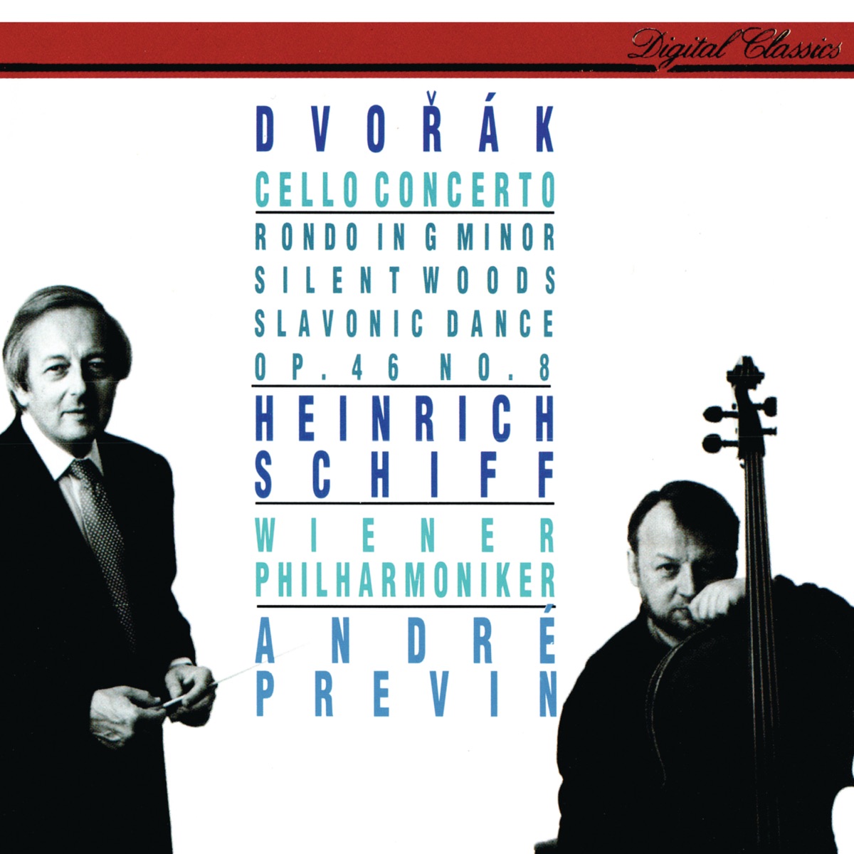 Dvorák: Cello Concerto; Silent Woods etc by André Previn, Heinrich Schiff & Vienna Philharmonic album cover