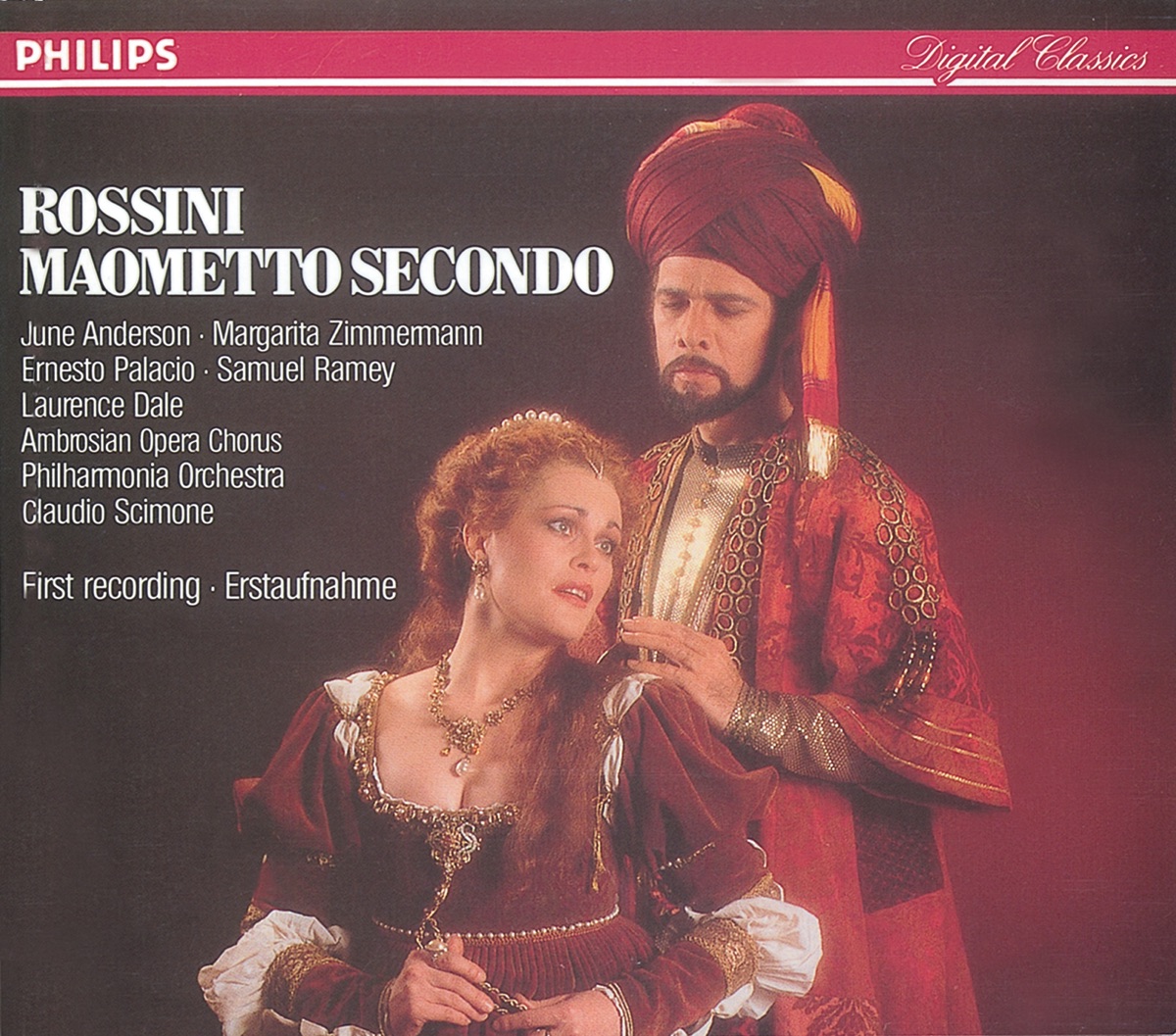 Rossini: Maometto II by June Anderson, Laurence Dale, Ernesto Palacio, Margarita Zimmermann, Samuel Ramey, Ambrosian Opera Chorus, Philharmonia Orchestra & Claudio Scimone album cover