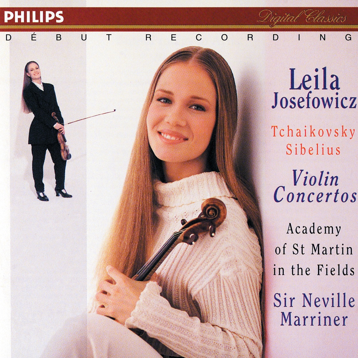 Tchaikovsky - Sibelius: Violin Concertos by Leila Josefowicz, Academy of St Martin in the Fields & Sir Neville Marriner album cover