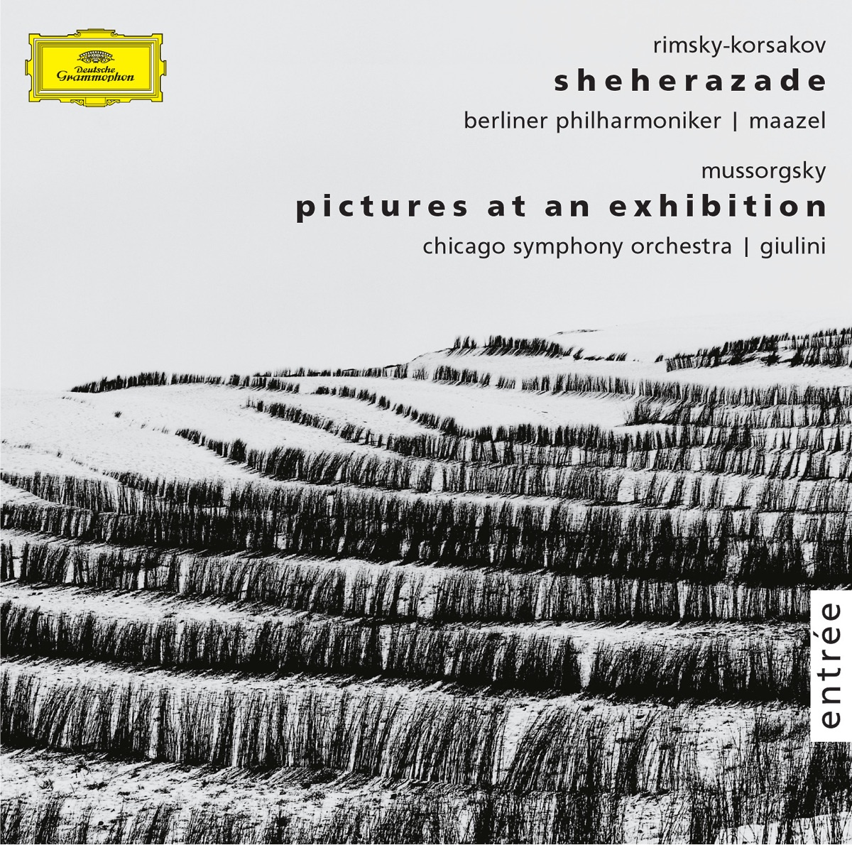 Rimsky-Korsakov: Shéhérazade, Op. 35 - Mussorgsky: Pictures at an Exhibition by Lorin Maazel, Berlin Philharmonic, Carlo Maria Giulini, Chicago Symphony Orchestra & Leon Spierer album cover