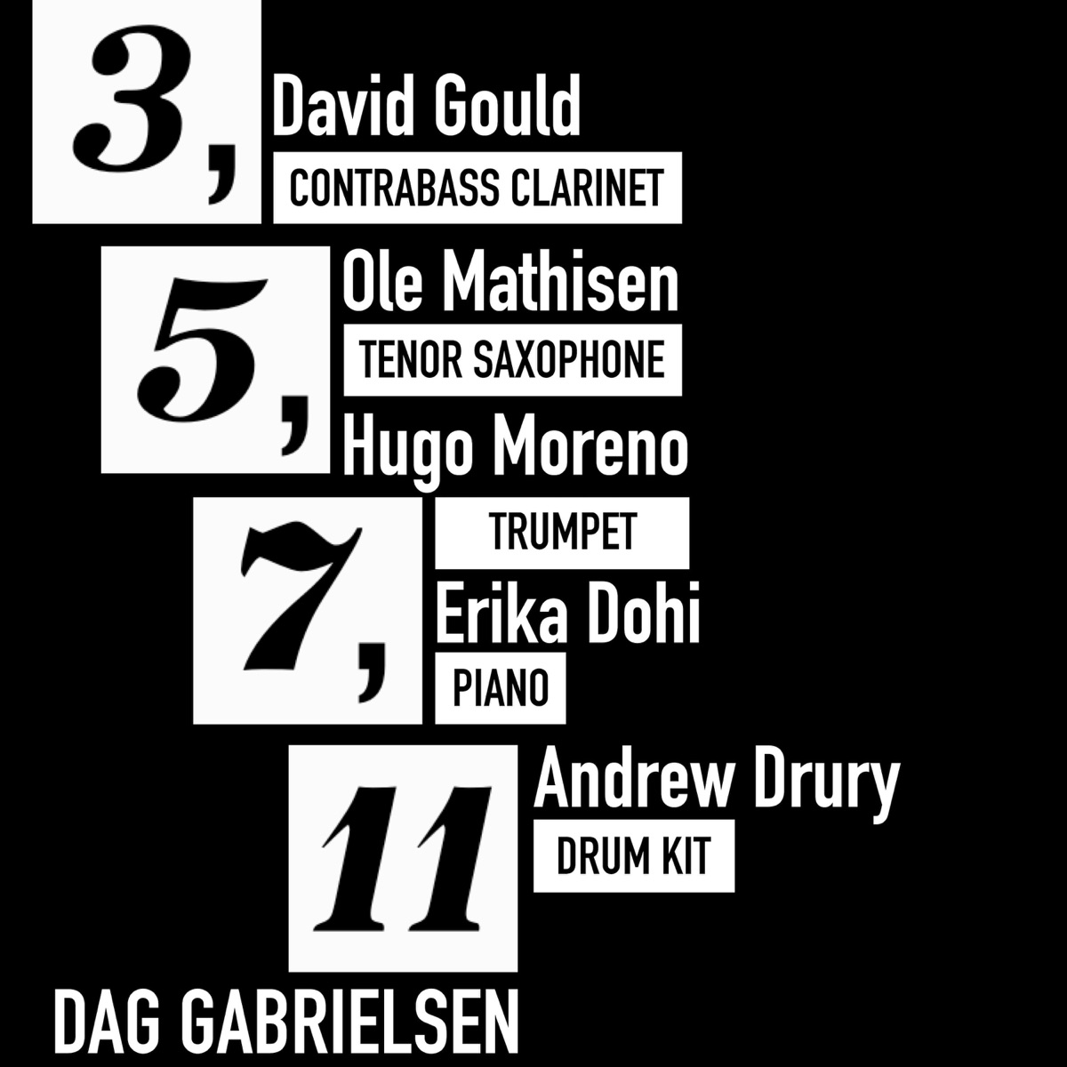 3, 5, 7, 11 (feat. Ole Mathisen, David Gould, Erika Dohi, Hugo Moreno & Andrew Drury) - Single by Dag Gabrielsen album cover