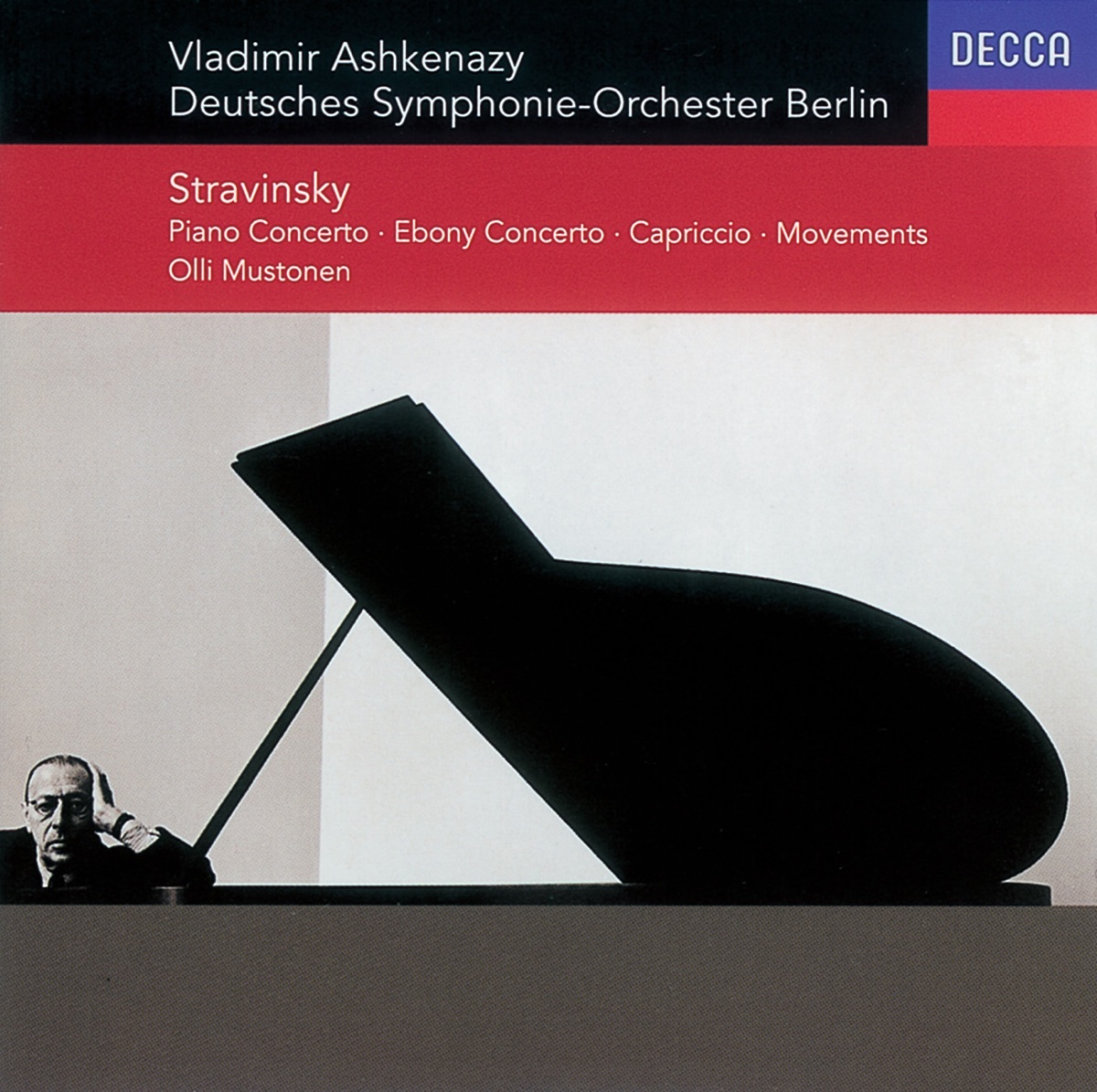 Stravinsky: Concerto for Piano & Winds - Ebony Concerto - Capriccio - Movements by Dimitri Ashkenazy, Olli Mustonen, Deutsches Symphonie-Orchester Berlin & Vladimir Ashkenazy album cover