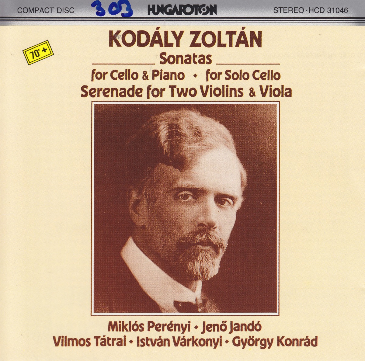 Z. Kodály: Chamber Music by Miklós Perényi, Jenő Jandó, Vilmos Tátrai, István Várkonyi & Gyorgy Konrad album cover