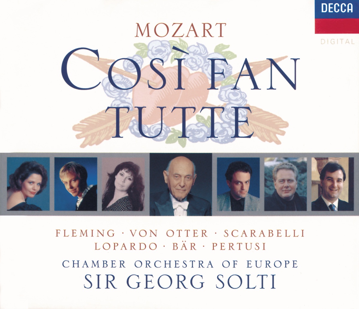 Mozart: Così Fan Tutte by Renée Fleming, Adelina Scarabelli, Anne Sofie von Otter, Chamber Orchestra of Europe, Frank Lopardo, Michele Pertusi, Olaf Bär & Sir Georg Solti album cover