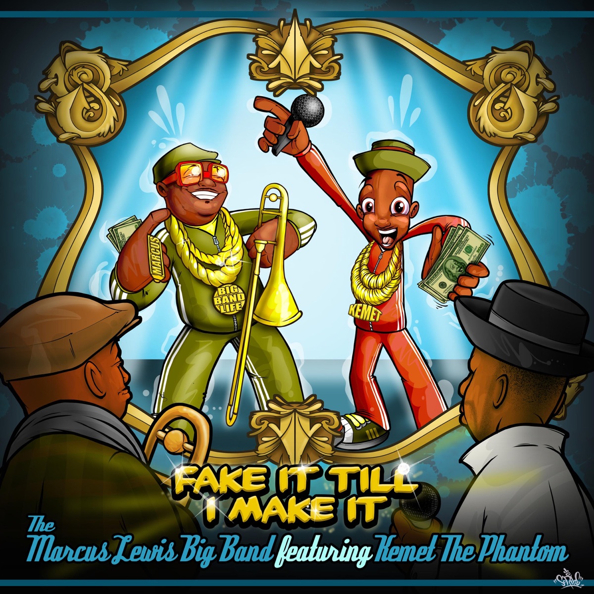 Fake It Till I Make It (feat. Kemet the Phantom & Hermon Mehari) - Single by Marcus Lewis Big Band album cover